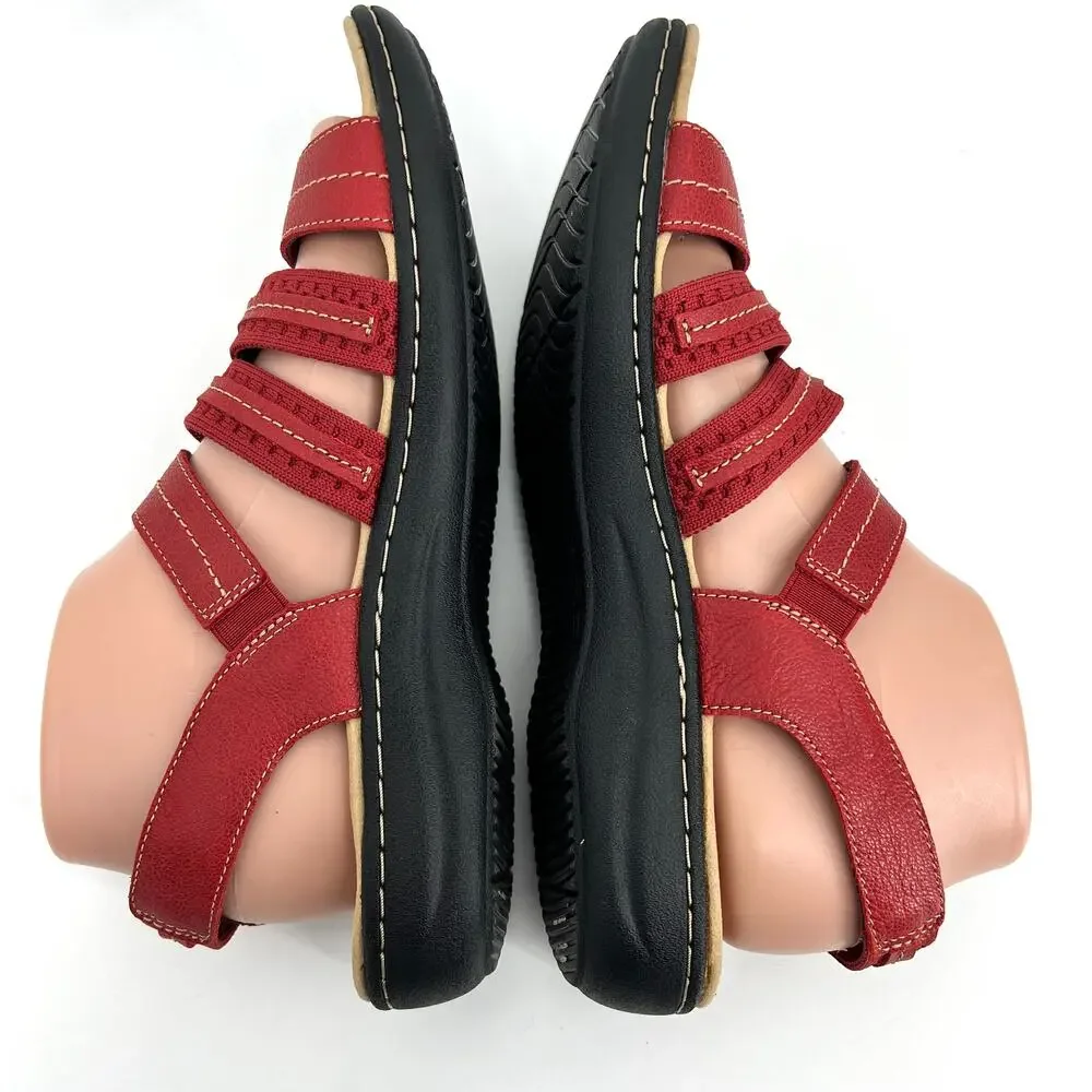 Clarks Womens Laurieann Erin Red Leather Sandals Size 9